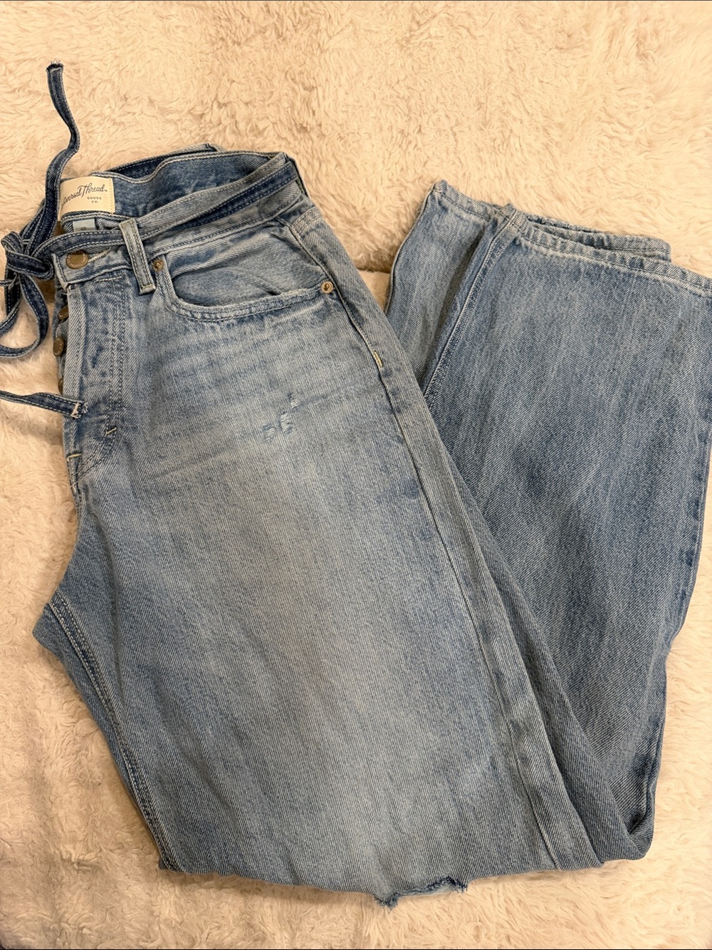 Universal Thread Mid Rise 90s Baggy Jeans Button Fly Tie Belt SIZE 4 - Picture 4 of 8